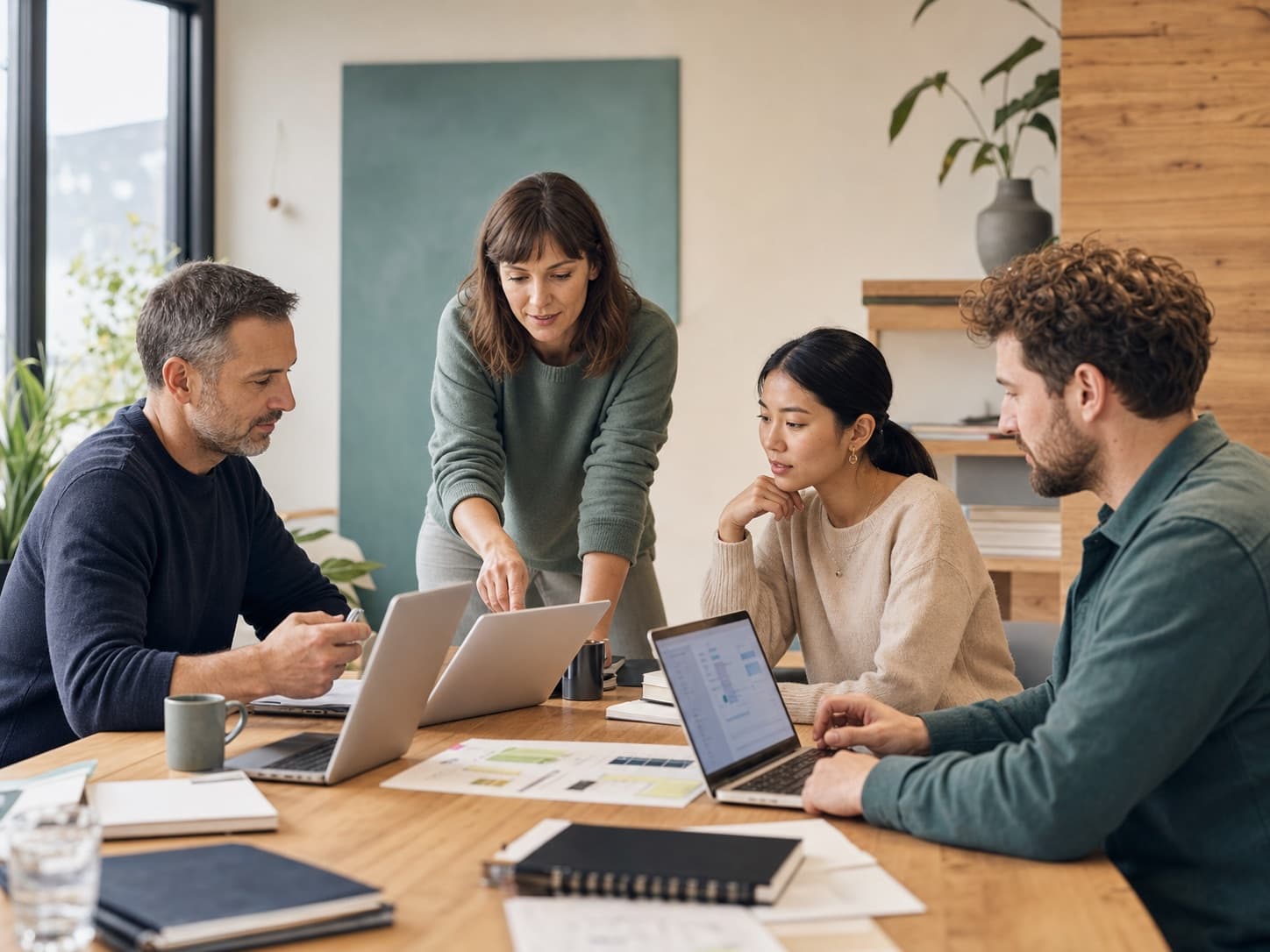 Ein kleines Unternehmen arbeitet gemeinsam an digitalen Abläufen